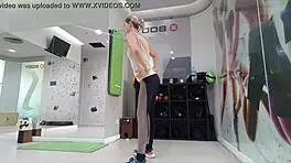 Cute Blonde Teen 18+ Performs Warmup Stretches In The Gym Pov.