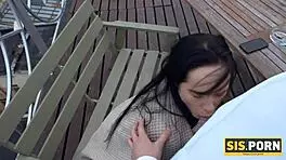 Russian stepsister bends over for doggystyle sex and sucking in fantasy