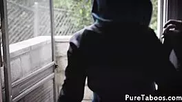 the teen stepsister bends over for rimming and anal fucking