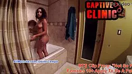 Behind the scenes, Sheila Daniels strips in a failed hospital clip.