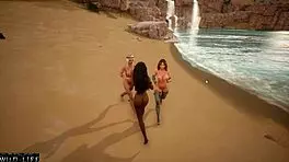 Lesbians Have A Threesome On The Beach - Wild Life