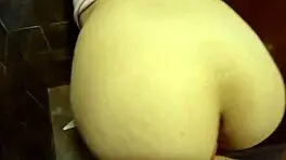 Risky McDonald's bathroom bang with cum on Latina ass!