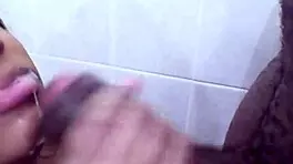 Paris Dewett Sucks Don Whoe's Big Black Cock In Bathroom