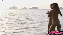 Cara and Elilith share sensual lesbian kisses