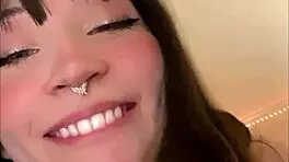 A latina babe with tattoos follows her boyfriend's webcam request for touching without clothes in a homemade anime-inspired first time