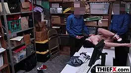 Sexy gal stealer gets punished with big cock in garage! 😏