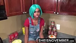 Step brother convinces pretty ebony babe Msnovember to get fucked bent over in kitchen POV!