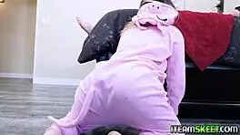 Asian petite teen lulu chu chats with stepbrother in bedroom