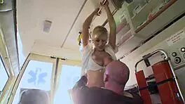 damn, nurse gets slammed hard in ambulance ass!