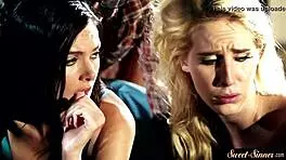 Stepdad dives into stepteen's muff then fucks her hard, cumming on ass