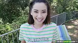 i rub aria lee's oiled body and tease her teen pussy