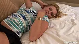 Big Breasted Young Violet Plays With Dildo