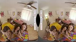 naughty america's college co-eds charly summer, kourtney rae, and penelope kay team up for lesbian blowjob and deepthroat fun with a hunk