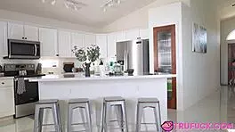 Aria Valencia fucks delivery boy Joshua Lewis in hardcore POV blowjob with big ass