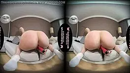 Blonde Kira Teases Her Natural Tits While Masturbating Pussy with Toys in VR