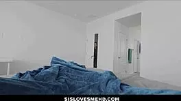 Petite stepsister Angel Windell offers a POV handjob to her stepbrother.