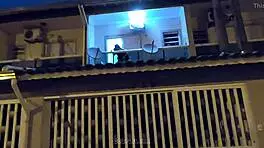 Young bride caught fucking lover on balcony