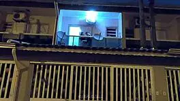 Young bride caught fucking lover on balcony