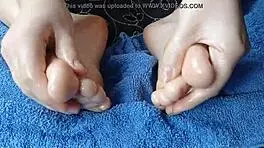 Adorable Oiled Feet Close-Up