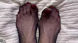 Stunning Foot Fetish By Liza Virgin With Dildo, Stockings, And Close-Up Masturbation