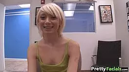 Tiny Teen Blonde Gets Facial Cumshot