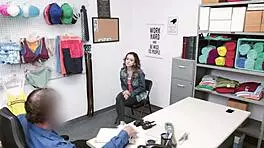 naughty teen 18+ shoplifter gets spanked by horny office officer