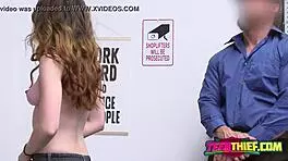 naughty teen 18+ shoplifter gets spanked by horny office officer