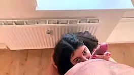 Cute Girl Gives Rough Blowjob To Monster Cock With Ball Licking!