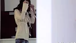 Petite 18+ naked girl masturbates with toys