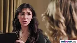 Client licks the BNB owner's hairy pussy! He dives into her muff.