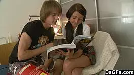 dagfs shows off her brunette student assfucking and anal in uniform pigtails