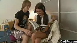 dagfs shows off her brunette student assfucking and anal in uniform pigtails