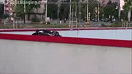 Why is that cute blonde teen fucking two guys on the public street?