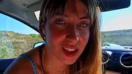 met cute blonde on road, convinced to suck dick and swallow cum