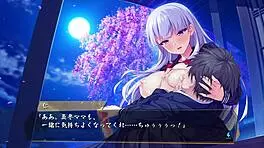 In the japanese hentai game babumi, a young 18+ anime girl engages in an intense h-scene with bukkake and blowbang elements.