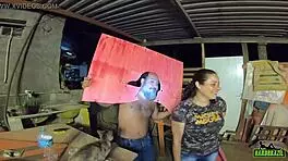 Gabriela Ramos records behind scenes with Bettohfitness in carpentry