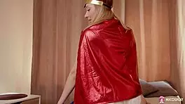 Cosplay Girl Mary as Wonder Woman Fingers Herself and Sucks a Hard Cock!