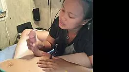 Asian CFNM Deepthroats with Cum Play and Sperm Swallow