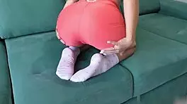 Hot girlfriend in torn shorts gives intense blowjob then rides big dick passionately