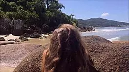 Naked young blonde teen 18+ on the beach, craving public exposure with her amateur ass.