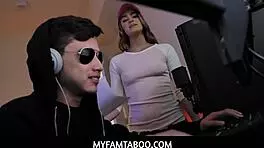 horny stepsister kenzie madison deepthroats her stepbrother in taboo roleplay