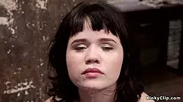 Lesbian Slaves In Golden Strap-On Threesome