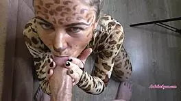 cute girl eagerly devours her husband's massive cock