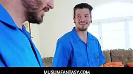 18yo Arab Maya Bijou gets throated and facialed in intense Muslim fantasy threesome