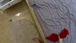 Pov blowjob and intense sex with shy russian tattooed skinny teen 18+ in red lingerie