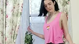 Tattooed Busty Teen Uses Black Dildo