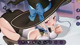 Pretty witch bounces and seduces in gameplay