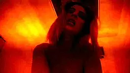 The best Halloween witch babe rides and fingers in lingerie, driving you crazy.