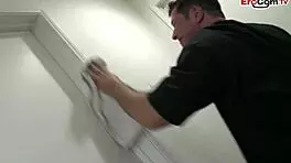 blonde college girl fucks cleaning guy