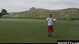 Nasstyx Slim Fit Babe Caprice Seduces Soccer Coach in Changing Room with Outdoor Cowgirl Ride